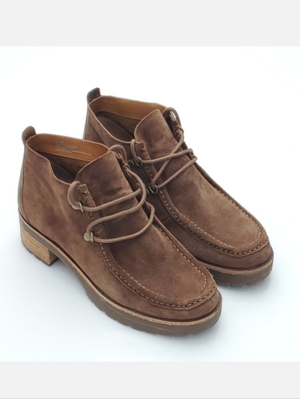 Kork Ease Wales Hiker Ankle Boot Moc Toe Brown Suede Leather Shoe Womens Sz 8.5